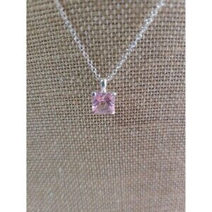 Napier silver  tone necklace with pink ice pendent.
